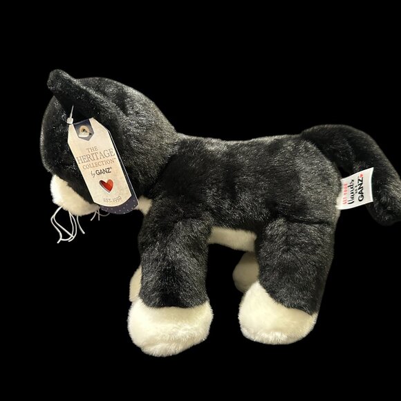 Ganz Heritage Collection Cat Plush, Black & White Stuffed Animal with Heart Nose - Picture 5 of 7